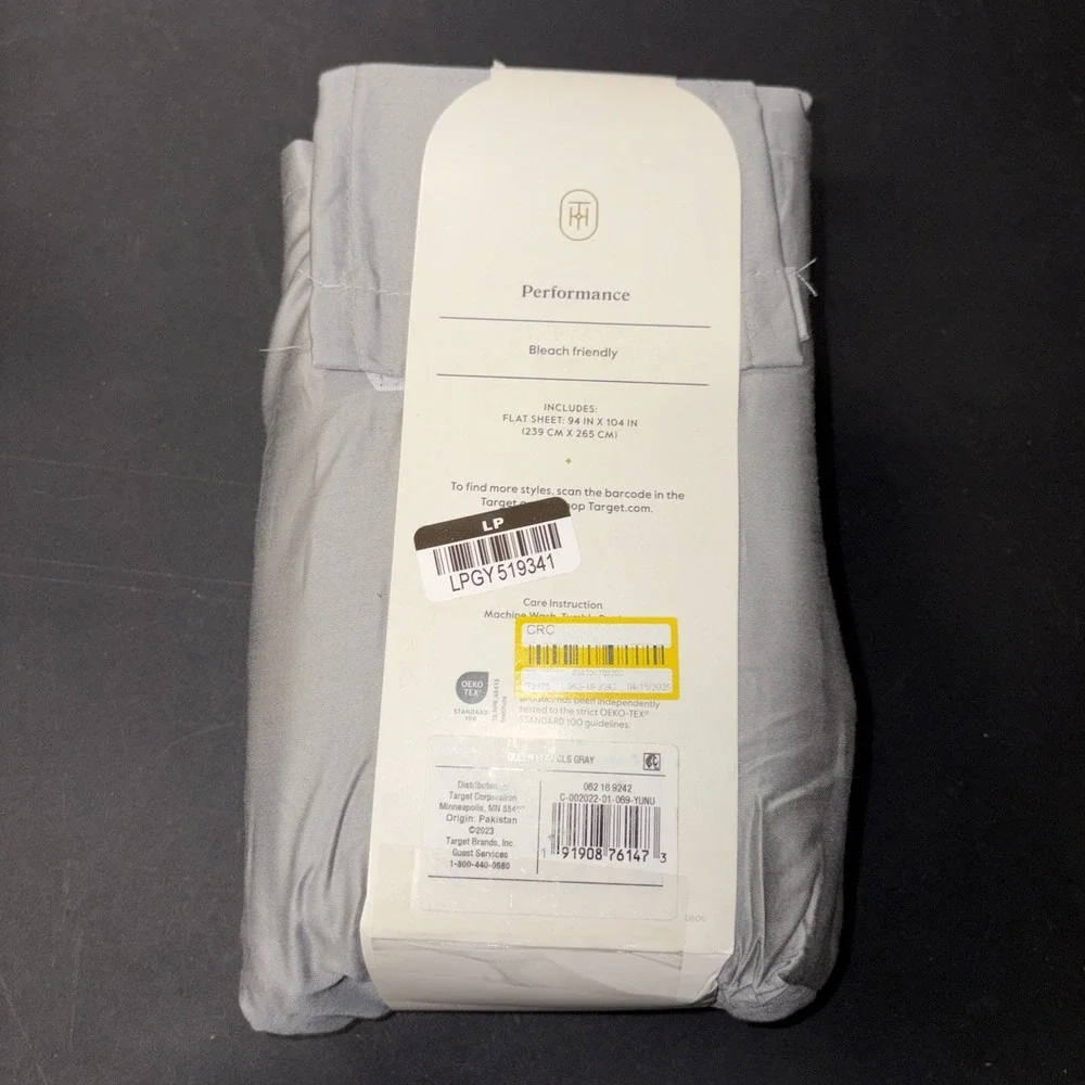 Queen 400 Thread Count Performance Flat Sheet Gray - Threshold: Cotton 28326